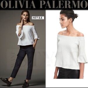 Banana Republic Off Shoulder Fleece White Top